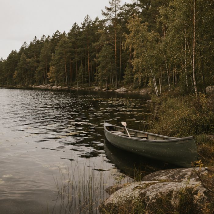 Boot op rustig water nabij Gräsmark