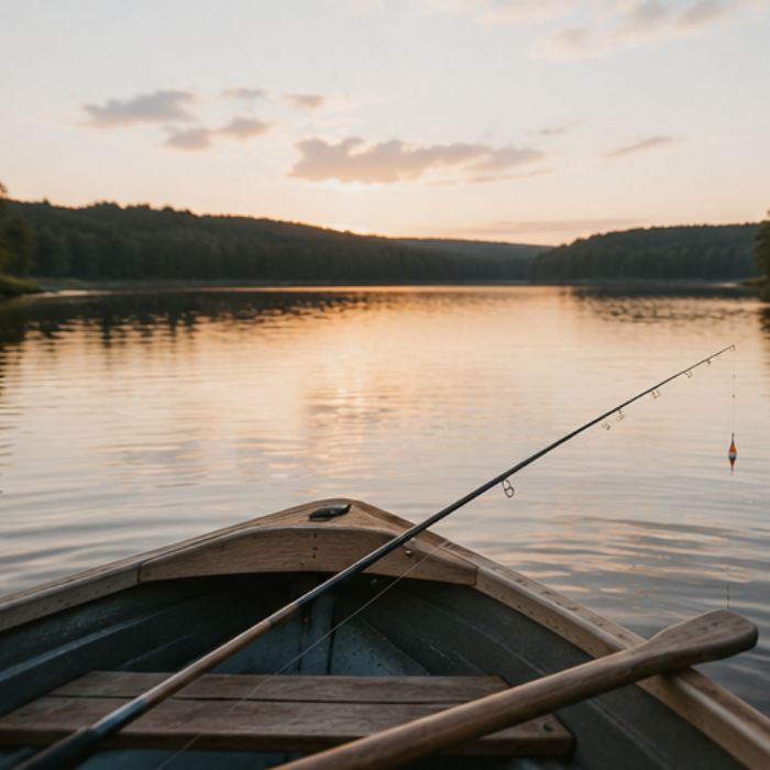 Vissen vanuit een boot op een meer in Värmland