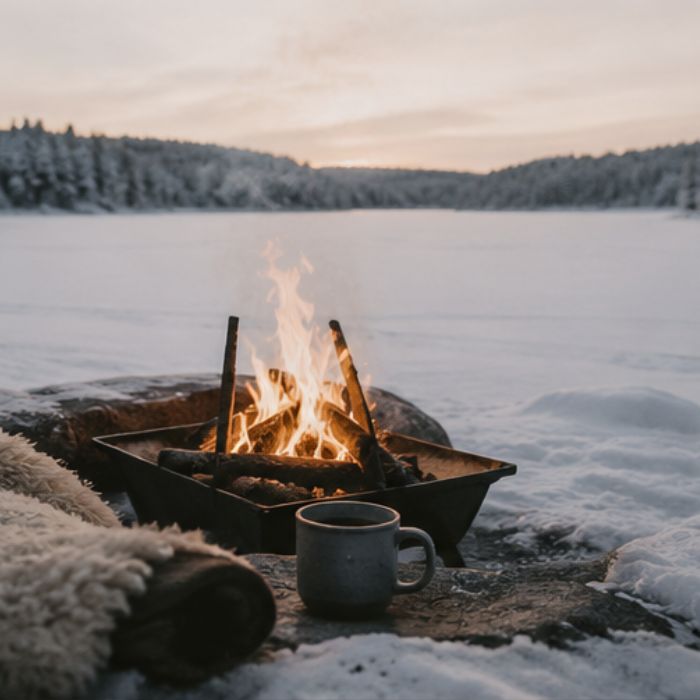 Winterse vuurplaats in Värmland